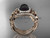 Black Pearl Double Band Halo Wedding Rings 14kt Rose Gold Triquetra Celtic Bridal Ring Set CTBP7300S