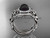Black Pearl Diamond Matching Engagement Rings 14kt White Gold Unique Halo Wedding Ring ABP300S