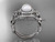 Halo Diamond Engagement Rings 14kt White Gold Unique Pearl Wedding Set AP300S
