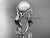 Diamond Engagement Rings 14kt White Gold Celtic Trinity Knot Wedding Ring, Leaf Pearl Engagement Ring CTP7326
