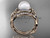 Diamond Bridal Set 14kt Rose Gold Celtic Trinity Knot Wedding Set, Leaf Pearl Engagement Ring CTP7326S