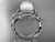 Diamond Bridal Set Platinum Celtic Trinity Knot Wedding Set, Leaf Pearl Engagement Ring CTP7326S