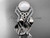 Leaf Diamond Pearl engagement and wedding ring set 14kt White Gold Celtic Trinity Knot Wedding Set CTP7326S