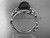 Black Pearl and Diamond Engagement Rings Unique 14kt White gold Wedding Ring ABP326
