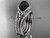 Black Cultured Pearl Celtic Double Band Engagement Ring Platinum Diamond Irish Trinity Knot Wedding Ring CTBP7317S
