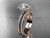 Vintage halo engagement rings 14kt rose gold diamond unique wedding set ADER95S