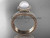 Ladies wedding ring sets pearl 14kt rose gold diamond halo engagement ring AP95S