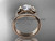 Butterfly ring 14kt rose gold diamond unique wedding ring set ADLR514S