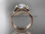 Butterfly ring 14kt rose gold diamond unique wedding ring set ADLR514S