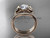 Moissanite Butterfly ring 14kt rose gold diamond unique wedding ring set ADLR514S