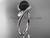 Black Cultured Pearl Engagement Rings 14kt White Gold Diamond Leaf Wedding Ring ABP317