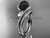 Black Cultured Pearl Wedding Set 14kt White Gold Diamond Leaf Engagement Ring ABP317S