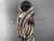 Black Pearl Double Rings Wedding Set 14kt Rose Gold Diamond Leaf Engagement Ring ABP317S
