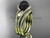 Yellow Gold Black Pearl Leaf Double Ring Wedding Set ABP317S