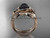 Black Pearl Floral Wedding Set Unique 14kt rose gold Engagement Ring ABP324S