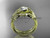 Triquetra Celtic Wedding Set Unique 14kt Yellow Gold Leaf Ring with a "Forever One" Moissanite center stone CT7324S