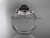 Unique diamond black pearl engagement ring platinum floral wedding ring ABP333