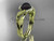 Vine and leaf black pearl engagement ring 14k yellow gold diamond wedding ring ABP65