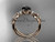 14kt rose gold celtic trinity knot engagement ring, wedding ring with a Black Diamond center stone CT768