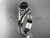 Black pearl celtic knot wedding set Platinum bridal ring CTBP7375S