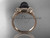 Black pearl flower engagement ring 14k rose gold bridal ring ABP375