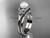 Flower pearl wedding set 14k white gold bridal ring AP375S