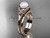 Flower pearl wedding set 14k rose gold bridal ring AP375S