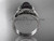 Bow ring Platinum tahitian black pearl bridal set ABP376S