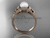 Flower engagement ring 14kt rose gold pearl wedding ring AP377