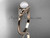 Flower engagement ring 14kt rose gold pearl wedding ring AP377