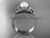 Flower wedding set 14k white gold pearl engagement ring AP377S