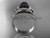 Flower ring 14k white gold tahitian black pearl bridal set ABP377S