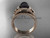 Flower ring 14k rose gold tahitian black pearl bridal set ABP377S