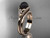 Flower ring 14k rose gold tahitian black pearl bridal set ABP377S