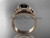 Flower bridal set 14k rose gold unusual Black diamond engagement ring ADLR377S
