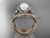 Pearl and diamond double band engagement ring 14kt rose gold bridal ring AP146S