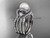 Pearl and diamond double band engagement ring platinum bridal ring AP146S