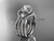 Solitaire moissanite diamond double band wedding ring 14kt white gold engagement ring ADER146S