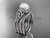 Celtic pearl women's double band wedding ring 14kt white gold diamond engagement ring CTP7155S
