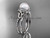 Celtic triquetra pearl wedding ring 14k white gold diamond engagement ring CTP7155