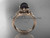 Triquetra Celtic Knot Black Pearl Engagement Ring 14kt Rose Gold Diamond Flower Bridal Ring CTBP7240