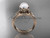 Pearl Triquetra Celtic Knot Bridal Ring 14kt Rose Gold Diamond Wedding Ring CTP7240