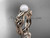 Celtic Pearl Wedding Ring 14kt Rose Gold Bridal Ring CTP7382
