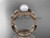 Pearl and Diamond Wedding Set 14kt rose gold flower and leaf engagement ring AP382S