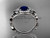 Blue Sapphire Engagement Ring, 14kt White Gold Diamond Butterfly Wedding Ring ADBS525