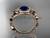 Blue Sapphire Engagement Ring, 14kt Rose Gold Diamond Butterfly Wedding Ring ADBS525