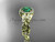 Emerald Engagement Ring, 14kt Yellow Gold Diamond Butterfly Wedding Ring ADEM525 May's birthstone ring