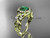 Emerald Engagement Ring, 14kt Yellow Gold Diamond Butterfly Wedding Ring ADEM525 May's birthstone ring