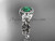 Emerald Engagement Ring, Platinum Diamond Butterfly Wedding Ring ADEM525 May's birthstone ring
