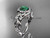 Emerald Engagement Ring, Platinum Diamond Butterfly Wedding Ring ADEM525 May's birthstone ring